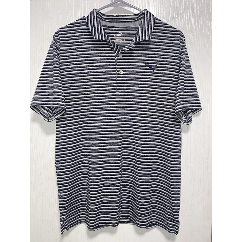 Puma Dry Cell Golf Polo Shirt Mens Smal‎ Striped Pattern Fowler